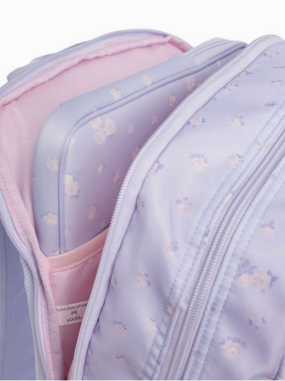 Lilac Floral Backpack with Pink Lining